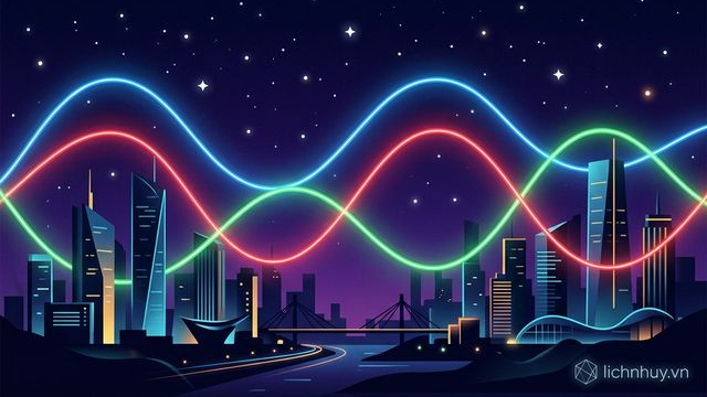 ba đường sóng sin rực sáng vắt ngang thành phố thông minh thể hiện trực quan nhịp sinh học là gì