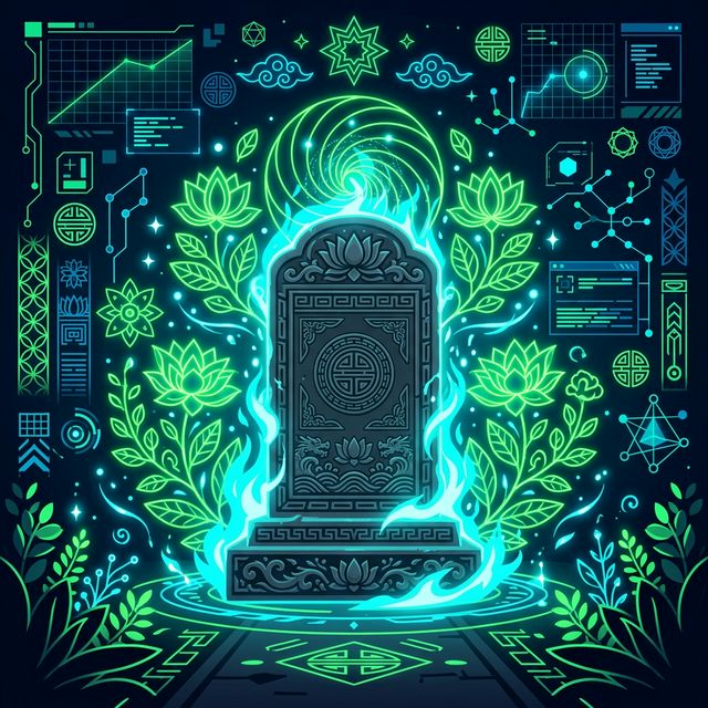 concept đồ họa vector bảng đá cúng thanh minh 2026 dâng lửa xanh ma mị về thế giới tâm linh