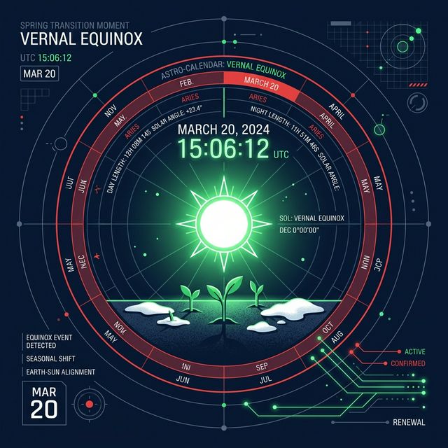 màn hình la bàn thiên văn mô phỏng thời khắc chuẩn xác của tiết lập xuân 2026