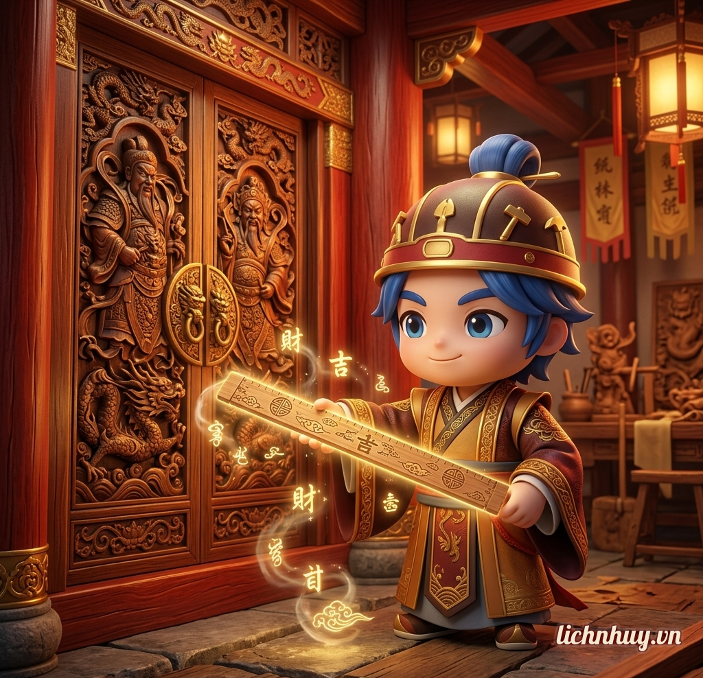 Sử dụng thước Lỗ Ban kết hợp la bàn