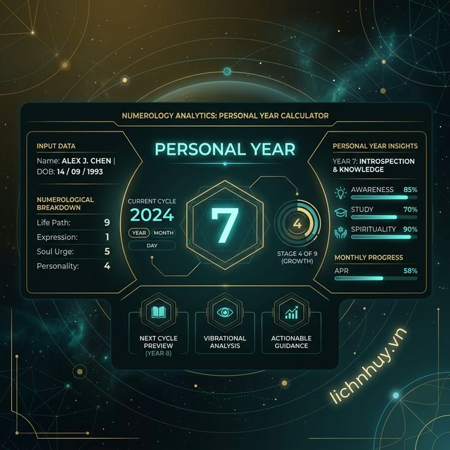 giao diện phần mềm lịch như ý hướng dẫn chi tiết cách tính các chỉ số lượng tử