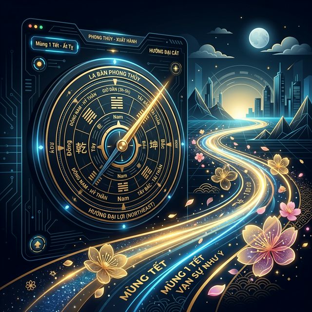 sử dụng la bàn tử vi để tra hướng xuất hành mùng 1 tết 2026 bính ngọ