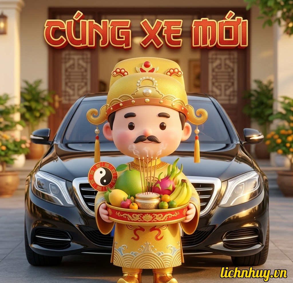 Sắp xếp mâm cúng khi xem ngày mua xe 2026 chuẩn phong thủy mang lại bình an
